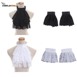 (Disponibile) collo vittoriano colletto in pizzo arruffato Jabot bianco nero accessori per costumi rinascimentali colletto finto con maniche a mano