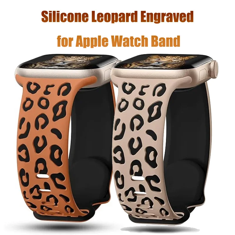 silicone band For Apple Watch Strap SE-10  42/46mm 45mm 44mm 38/40/4mm Engraved correa bracelet iwatch series 9876543 ultra2 49m