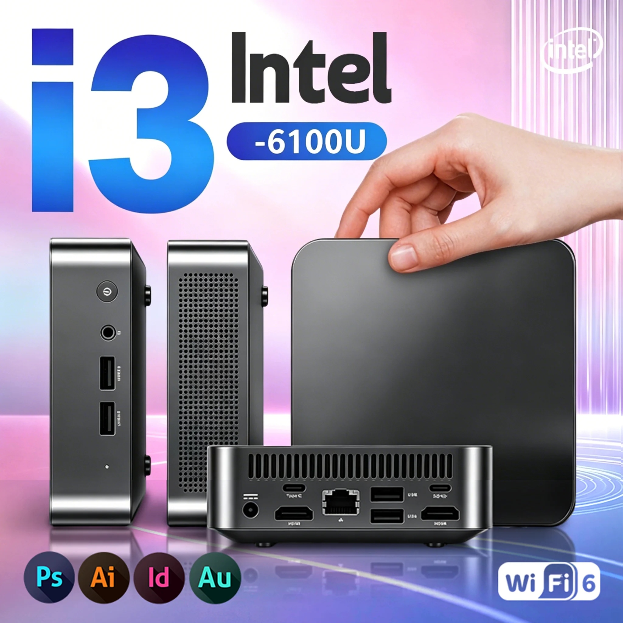 NUEVO Mini PC Portátil con Windows 11 Pro, Intel i3 6100U, 16GB RAM, 512GB SSD, 4K HD, Tipo C, Mini PC de Escritorio, Wifi 6