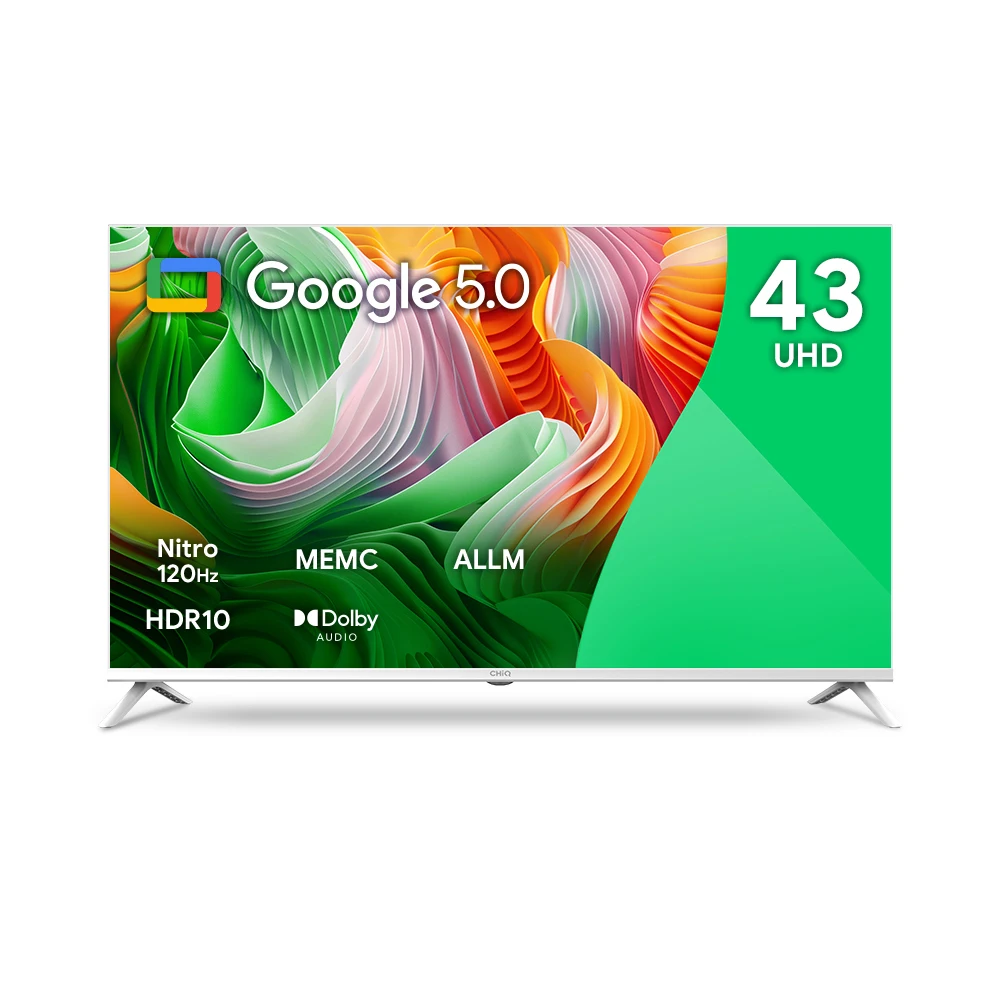 Smart TV 43 inch White TV Small and medium-size business Google TV Dolby vision UHD Google 5.0 120Hz gaming