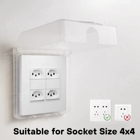 Wall Plug Protection Cover 4x4 Light Switch Cover Box Bathroom Shower Splash-proof Box Toliet 12V Outlet Protector