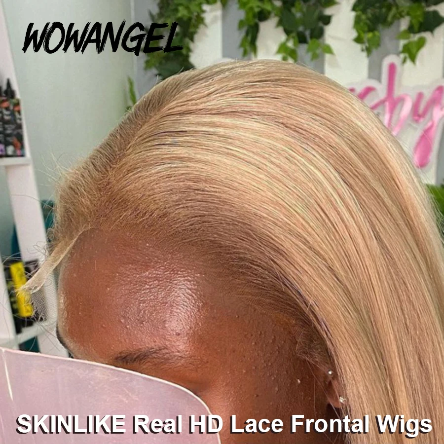 250% 613 Blonde Skinlike HD Lace Frontal Wig 34inch Full Lace Melt Skin 13x4 HD Lace Front Human Hair Wig Natural Scalp Glueless