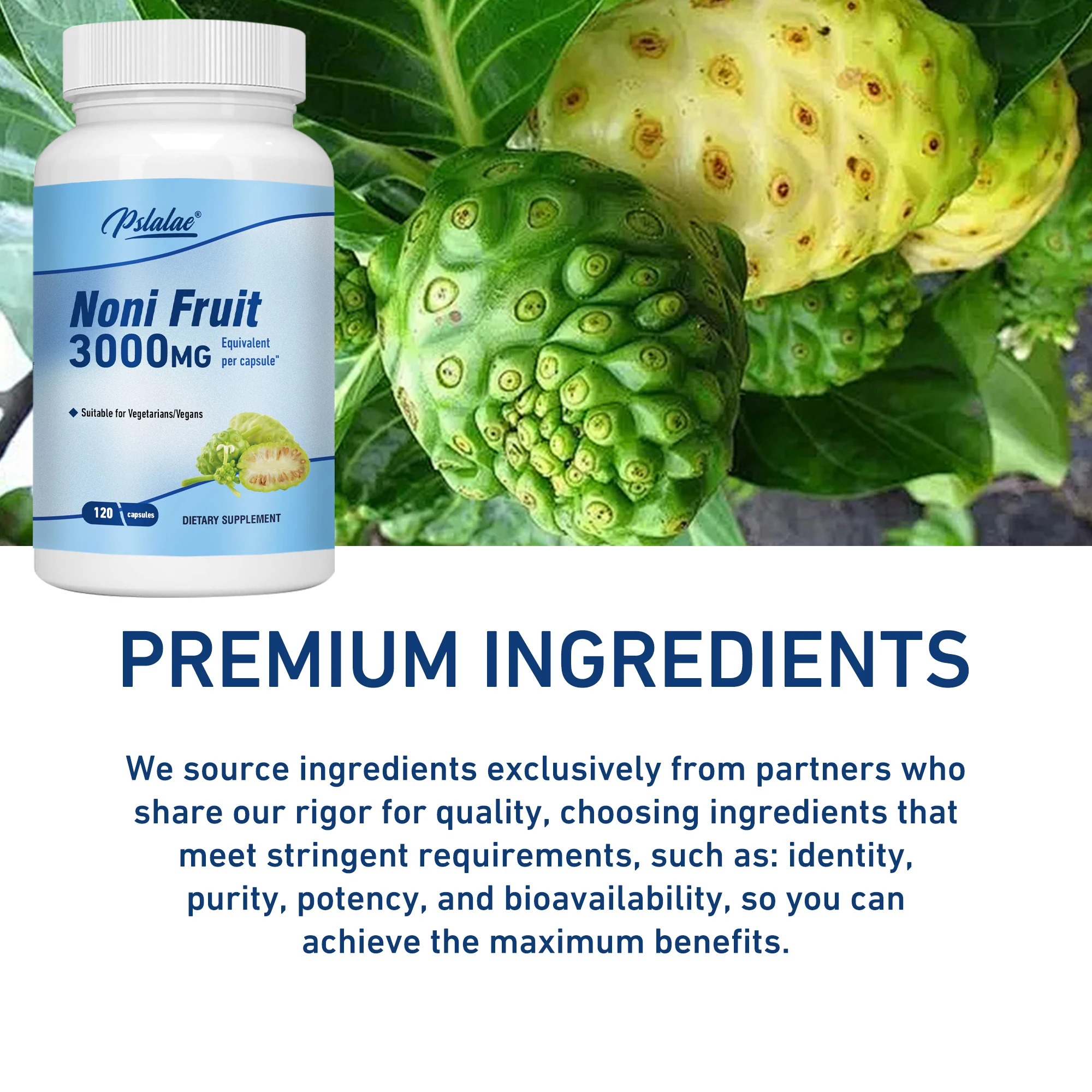 Noni Fruit 3000mg-proporciona energía, apoya la salud Intestinal, salud de la piel, mejora la inmunidad, antioxidante-120 cápsulas