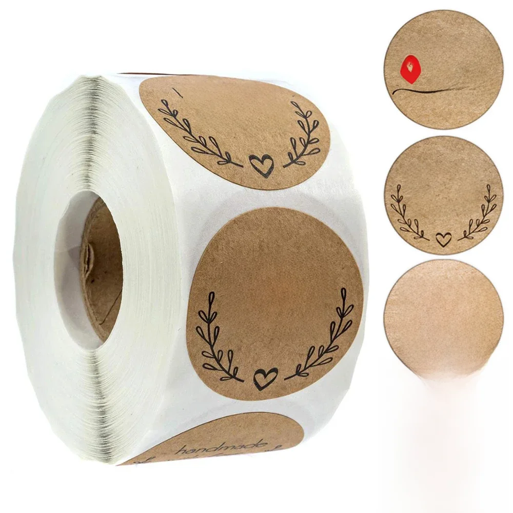 Autocollants Vintage en papier Kraft, étiquette autocollante pour Scrapbook, papeterie cadeau, fait à la main avec amour, merci pour les autocollants, 100 à 500 pièces