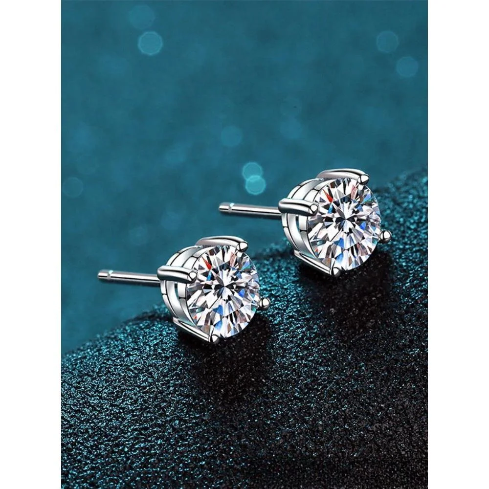 Официальный магазин MoisaLuxe GRA Moissanite Plata, стерлинги 925, серьги-гвоздики с четырьмя когтями для женщин, обручи, пирсинг, модные украшения