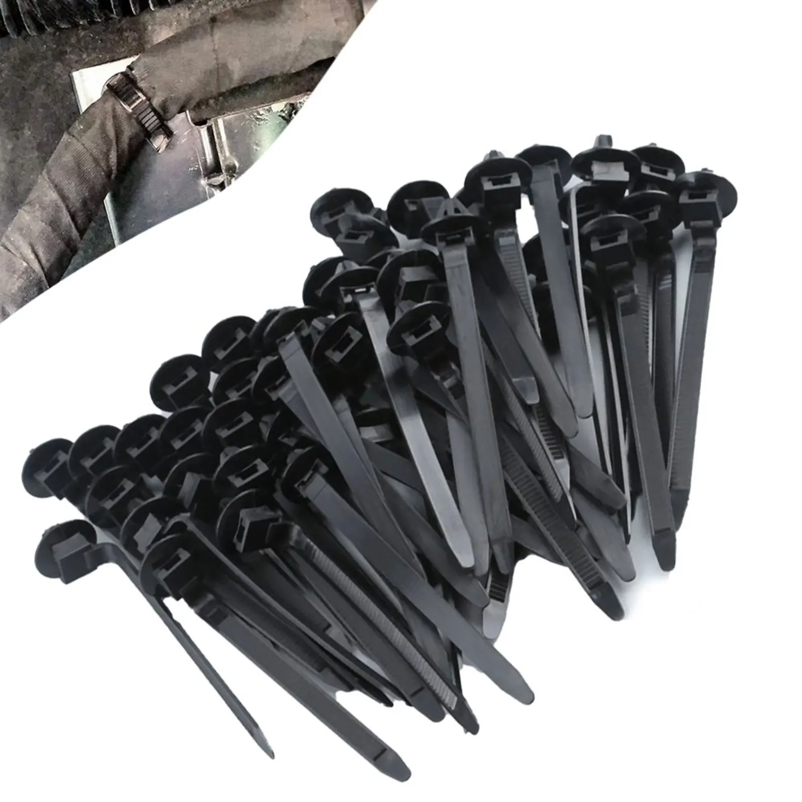 50/100 Buah Pembungkus Dasi Kawat Ritsleting Kabel Nilon untuk Gesper Dasi Kabel Mobil Tempat Dasi Ritsleting Pengunci Otomatis Tugas Berat dengan Pengencang Pin