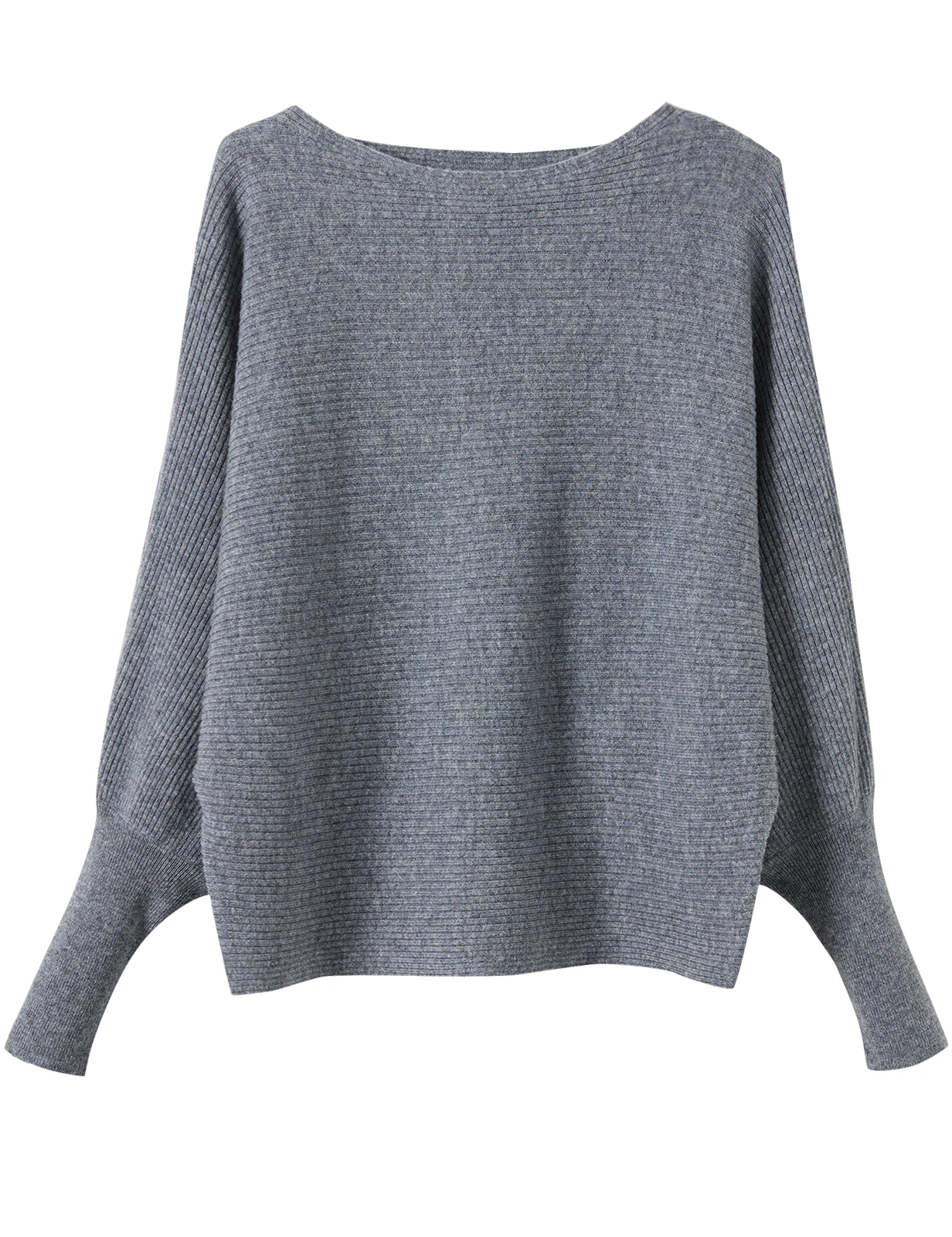 Suéter Batwing feminino, 100% lã merino, manga comprida, pulôver de malha quente, gola de barco, roupas grandes, outono, inverno, 2023