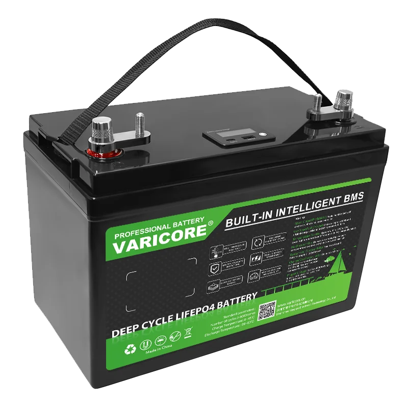 VariCore 12V/12,8V 100AH LCD LiFePO4 Batteriepack 4-Saiten-Lithiumbatterien für Golfcart, Wohnmobil, Reisemobil, Solar 14,6V Ladegerät