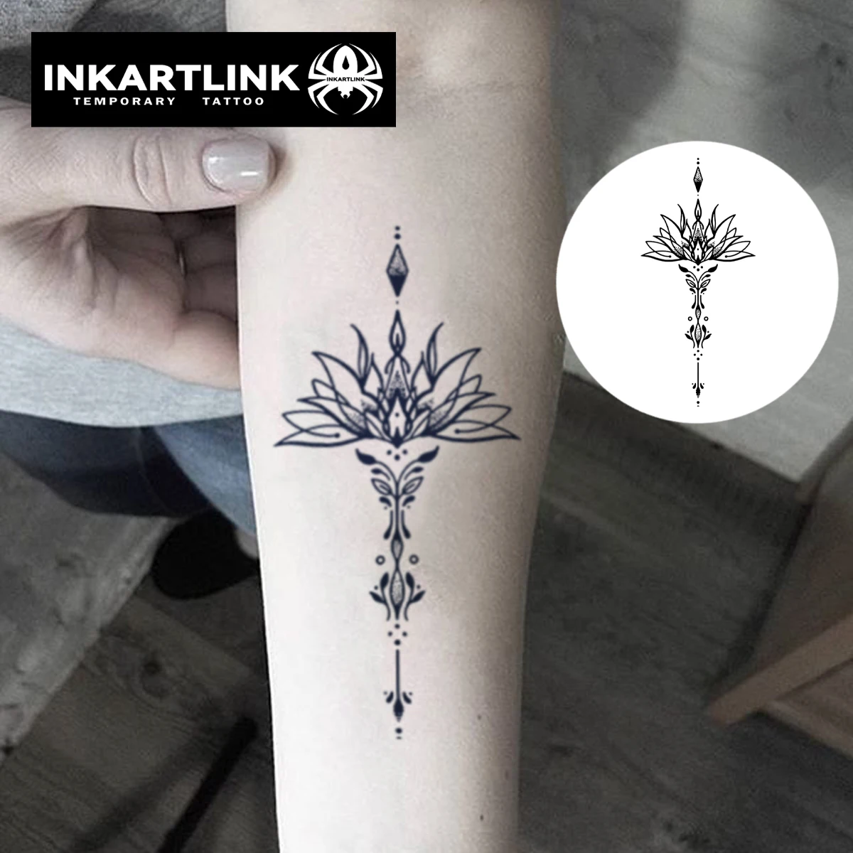 New Lotus temporary tattoo sticker, waterproof magic tattoo, lasts to 15 days fake tattoo, semi permanent tattoo.