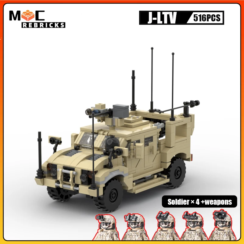 WW2 US Army Special Soldiers J-LTV Tactical Military Vehicle Building Block Kit Police SWAT Cars MOC Bricks Toys for Boys Gifts