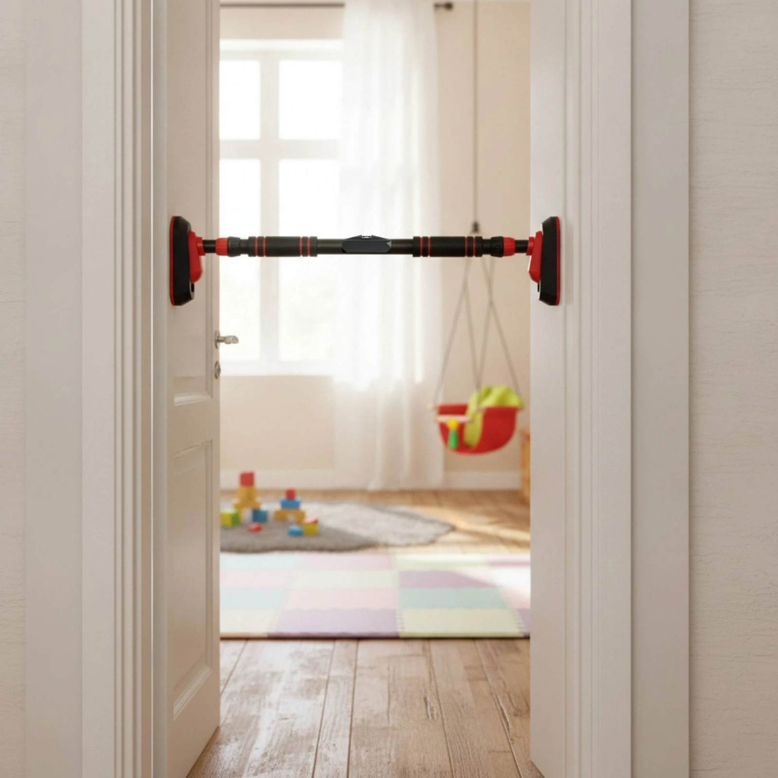 No Drill Doorway Pull Up Bar Indoor Home Gym Horizontal Bar Adjustable Fitness Trainer for Adults Kids Upper Body Workout