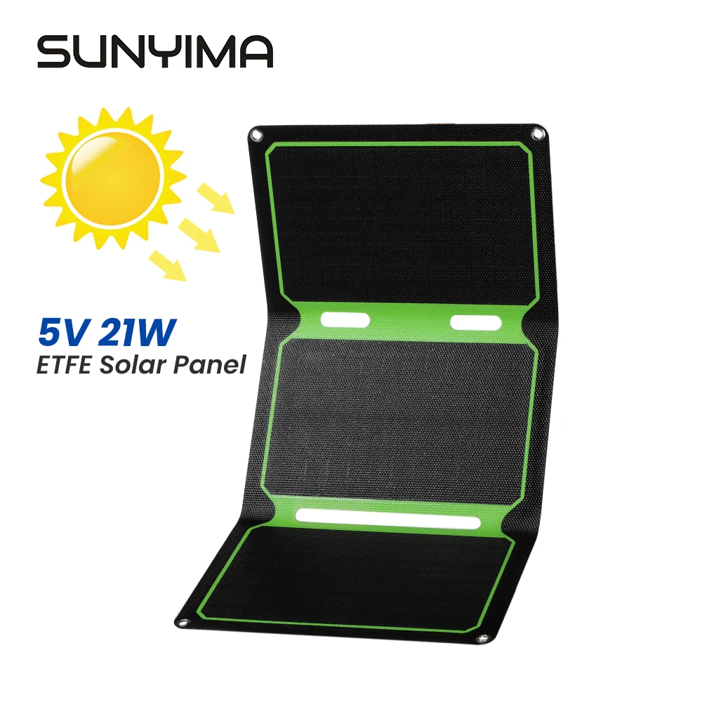 

SUNYIMA 320*215mm 9V 21W Foldable Solar Panel Monocrystalline Silicon Solar Cell Outdoor Camping Portable Dual USB Power Charge