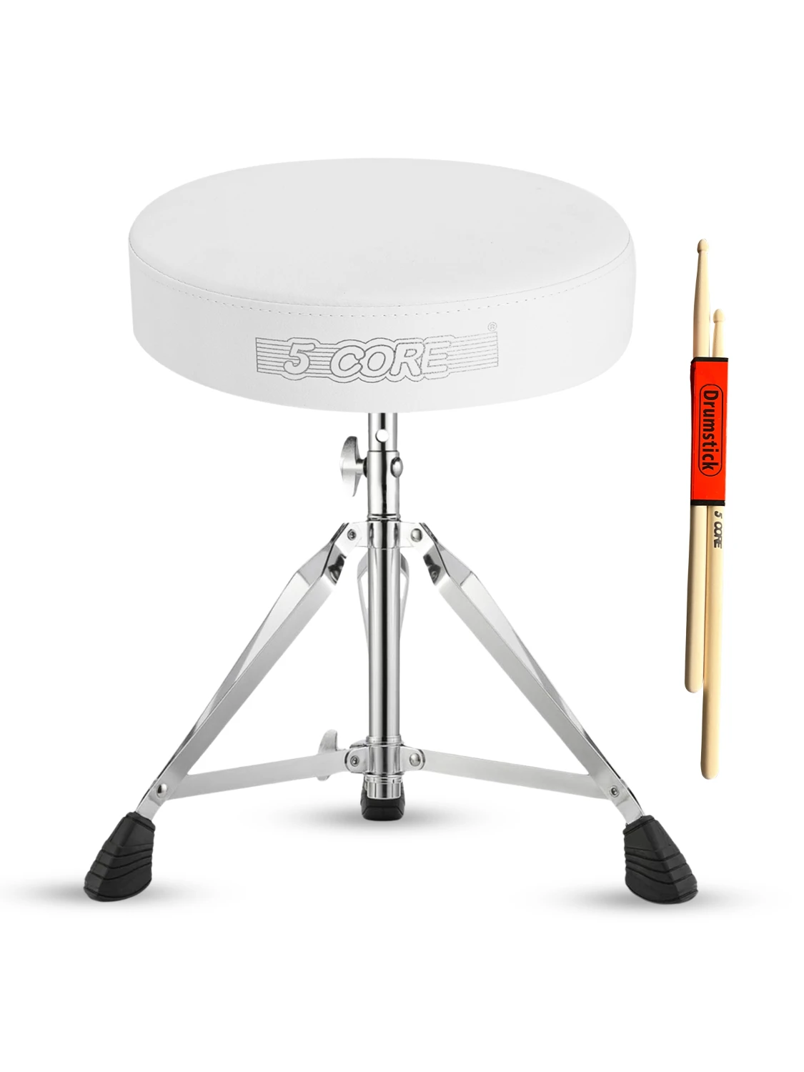 

5 Core Drum Throne Padded Adjustable Guitar Stool Drummer Seat for Adults & Kids DS CH WH