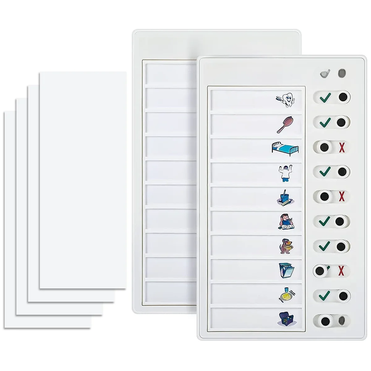 1 tableau des tâches pour enfants avec 5 cartes vierges, tableau de liste de contrôle en plastique avec papier cartonné amovible pour la liste de choses à faire pour la planification des routines