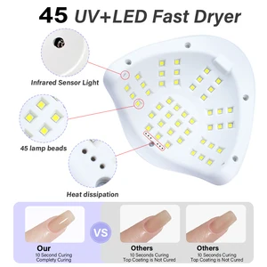 Professional UV Led Nail Lamp for nail gel, quick drying dryer with 45 LEDs, 4 timers, light for home salon manicure, nail art 6 Main Sales Cabin UV Led Nail Gel - №5