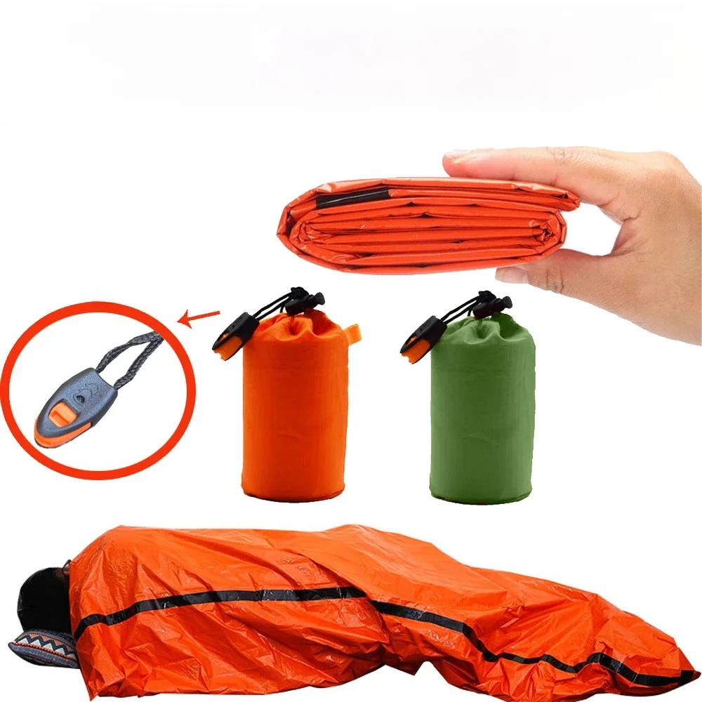 Przenośny wodoodporny śpiwór ratunkowy Outdoor Edc sprzęt biwakowy worek termiczny apteczka pierwszej pomocy koc z mylaru — zdjęcie 2