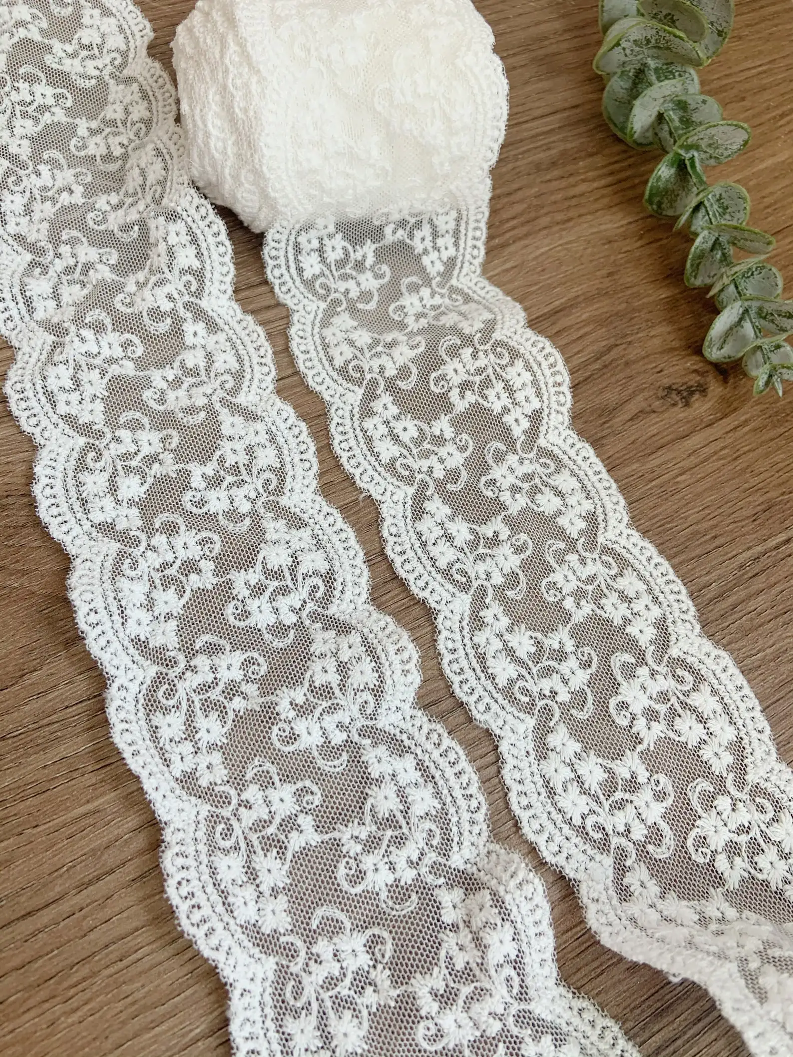 10 yards Off White Cotton Lace Trim With Double Edges Soft Tulle Lace Trim Tulle Lace Ribbon With Tiny Flowers