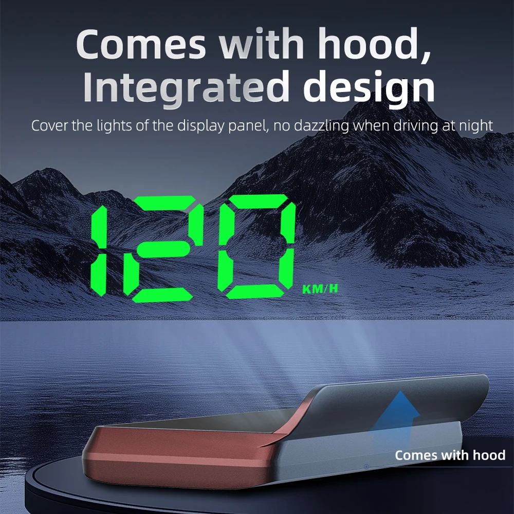 GPS Digital Speedometer HUD Head Up Display, Universal MPH/KMH Speed Display with Overspeed Alarm, USB Plug & Play Digital Speed Meter for Cars, Trucks, SUVs & Motorcycles, Auto Brightness, Driving Time & Distance Display view 5