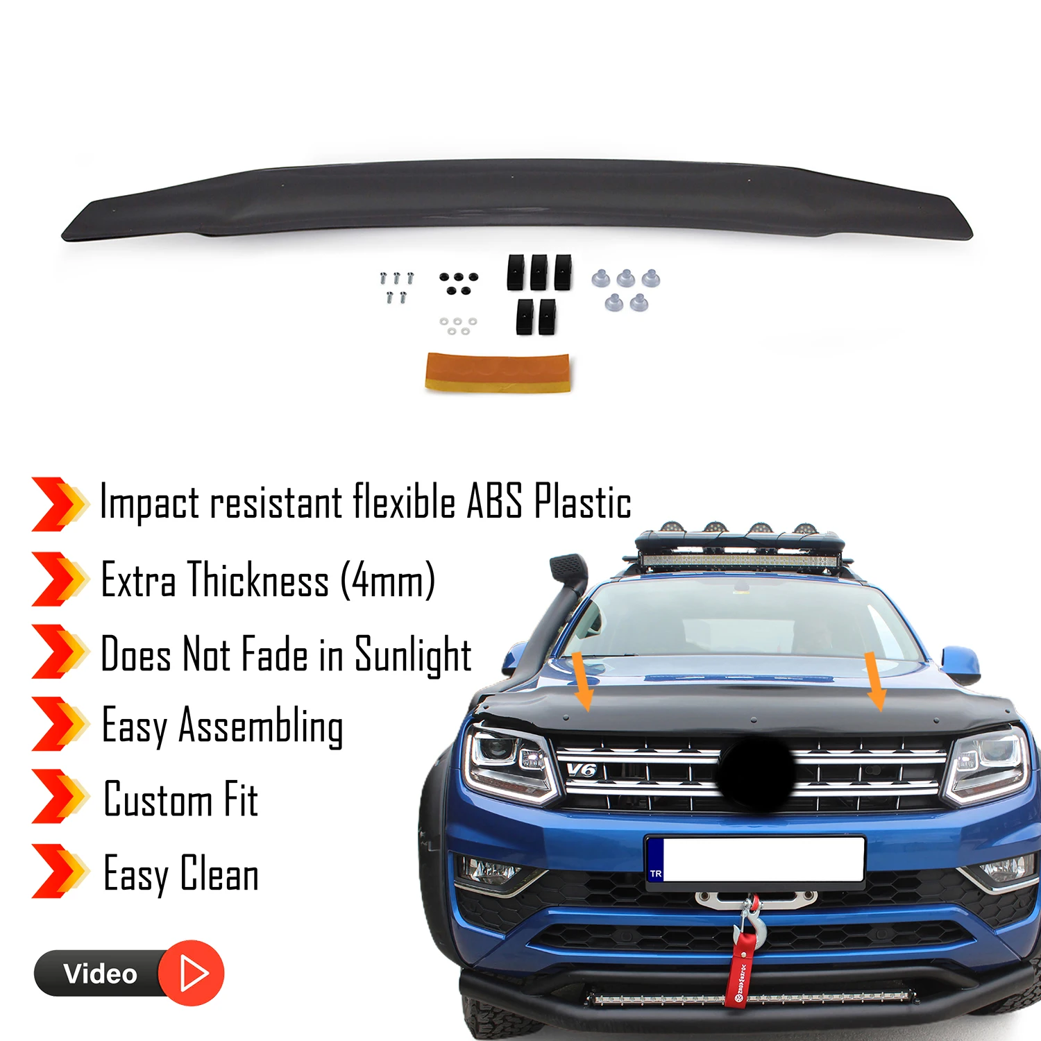 

Hood Deflector Guard for Volkswagen Amarok (2010-2020) Bug Shield Bonnet Protector / 4 mm thickness and ultra-durable material