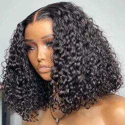 Pre Cut No Glue Water Wave Bob Wigs Curly 6x4 HD Glueless Wig Human Hair Ready To Go Lace Frontal Wigs For Women Pre Plucked