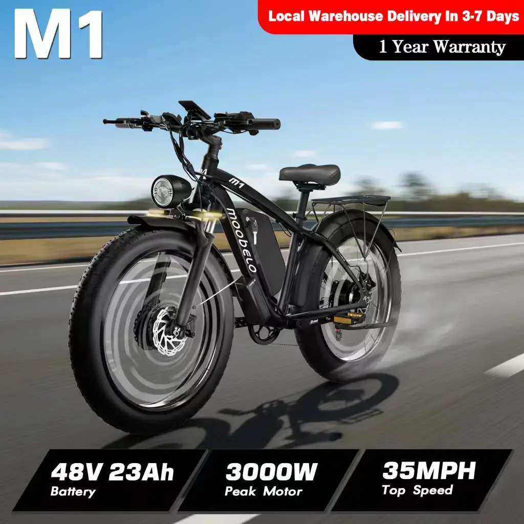 

Moobelo M1 48V 2000W Adult Electric Bike 22.4AH 26"Fat Tire Waterproof All-Terrain EBike for Road/Snow/Beach 35mph