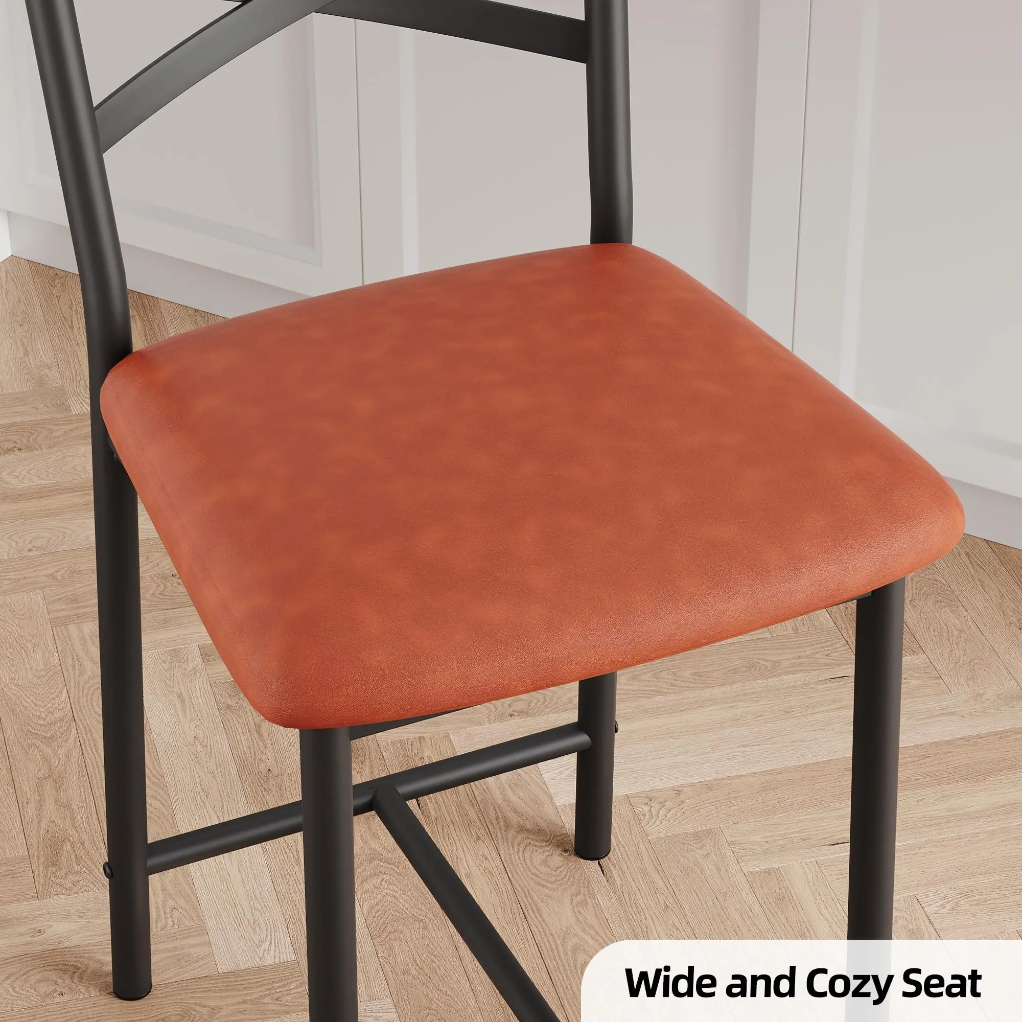 Chaises de cuisine ergonomiques modernes à 2 places, dossier rembourré en cuir PU, structure métallique, faciles à nettoyer, avec repose-pieds, idéales pour îlot de cuisine, salle à manger et comptoir
