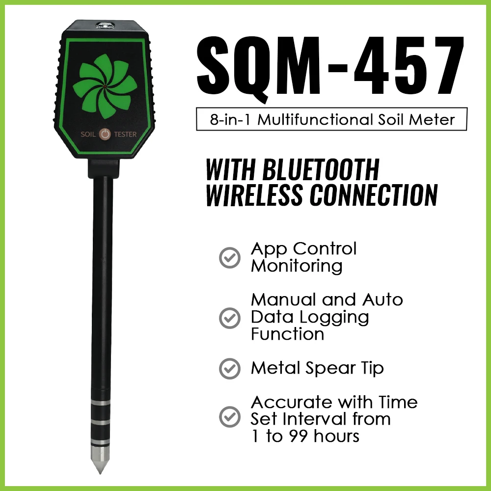 

Smart Multifunctional 8 in 1 Soil Meter pH EC Salt Fertility Moisture Air Humidity Temperature Light Intensity Tool App control