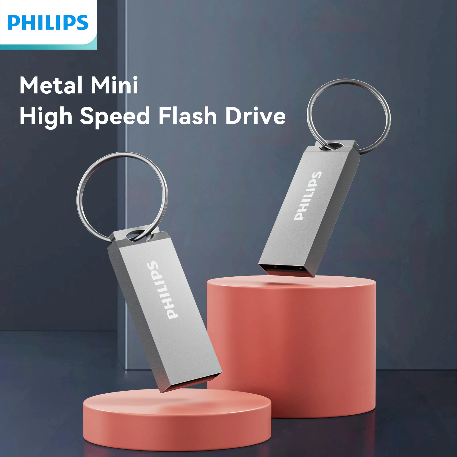PHILIPS USB 2.0 Flash Drive Memory Stick with Keychain Ring, Single Port Pendrive, 8GB to 128GB Options