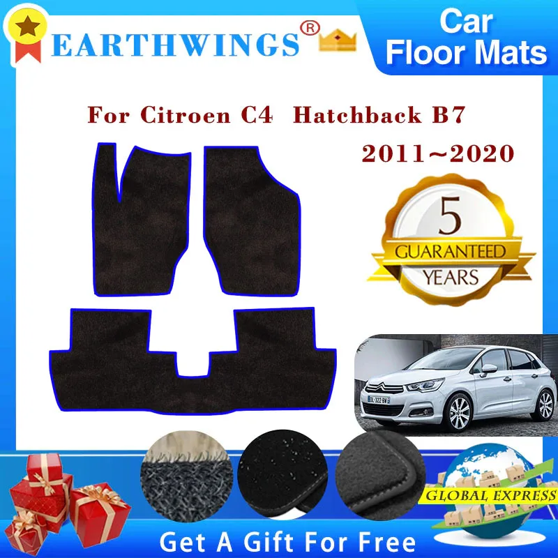 

For Citroen C4 Hatchback B7 2011~2020 2015 Car Floor Mats Rugs Panel Footpads Carpet Cover Cape Foot Pads Stickers Accessories