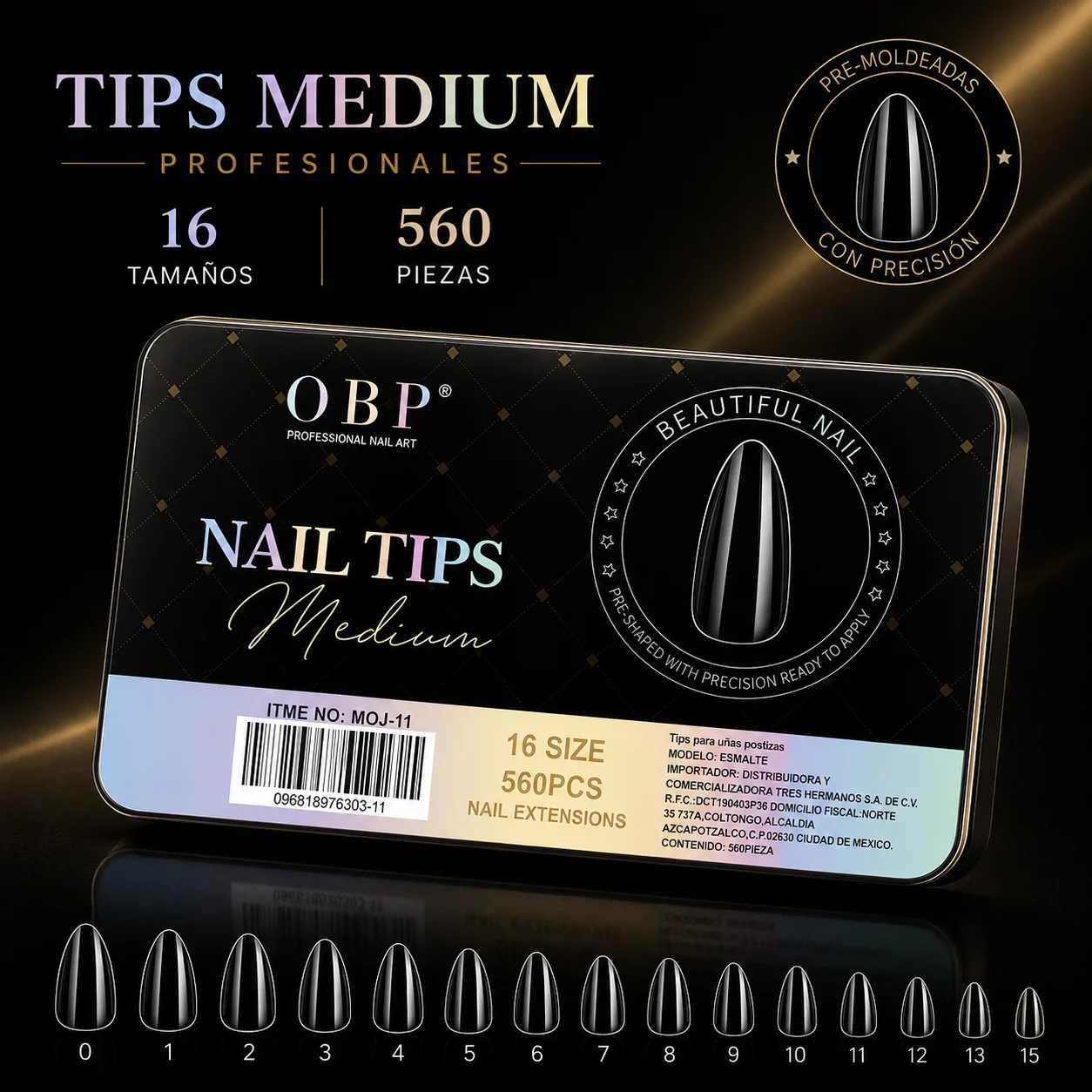 Uñas postizas de gel suave, puntas de uñas de tamaño mediano, puntas de uñas suaves que se doblan sin dejar marcas. Diferentes modelos y tamaños Obp