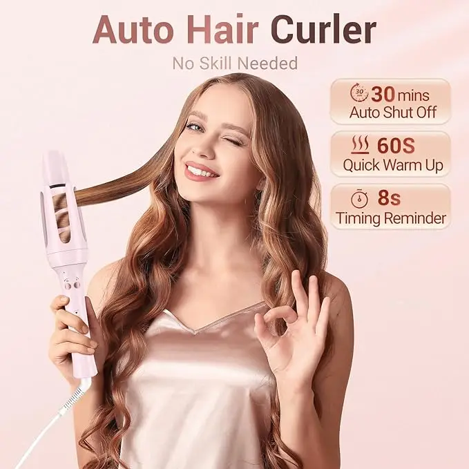 BESTOPE PRO  Automatic Curling Iron Hair Curler, Replaceable Curling Wand with 2 Sizes Barrel (1", 1.25") & 3 Temps, Hair Waver