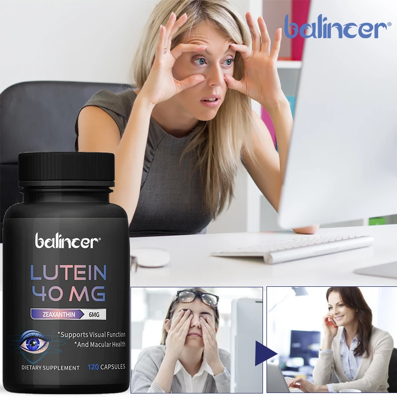 Lutein and zeaxanthin eye supplements, retinal, eye, and vision vitamin capsules - suitable for students, adults, and seniors