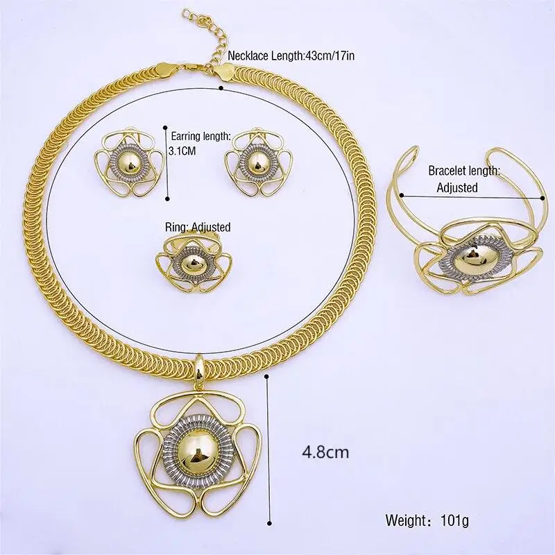 Necklace For Women  Fashion Design  Jewelery Sets Gold Color Jewelry Sets For Women Flower Pendant Wedding Party Daily Wear