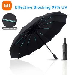 Xiaomi-MIJIA Large Automatic Fold Umbrella, Rain Shade, Raios UV, Negócios, Windproof, Homens, Mulheres, 24 Bones