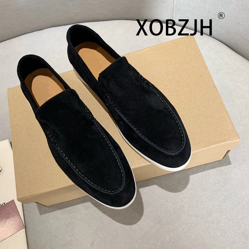 No Logo-Luxury Designer Suede Leather Men's Loafers Spring and Autumn Casual Soft Sole High Quality Cashmere Trends Flat Shoes