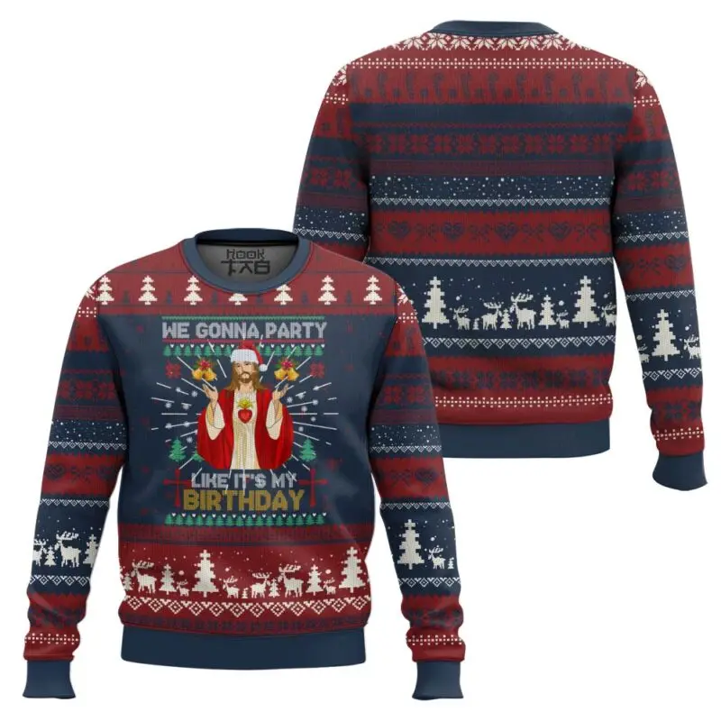 Jesus Birthday Boy Ugly Sweater Funny Christmas Party Wear Holiday Pullover Festive Family Matching Outfit Gifts for Christmas