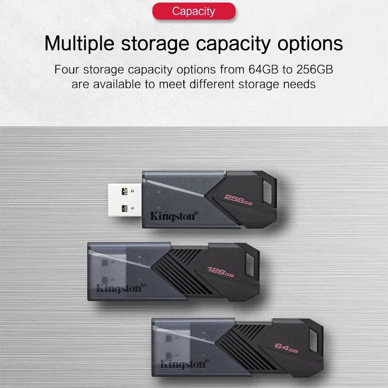 محرك فلاش USB كينجستون 64 جيجابايت 128 جيجابايت 256 جيجابايت USB صغير 3.2 Gen 1 يسهل حملها بيع محرك فلاش أسود للكمبيوتر