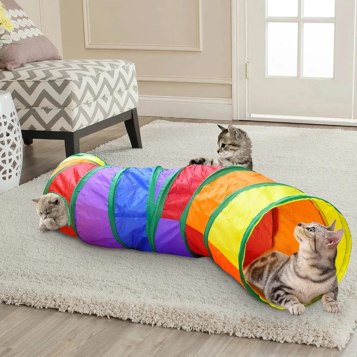 Katzentunnelschlauch, faltbar, Katzenspielzeug, Kitty-Training, interaktives lustiges Spielzeug, Tunnel gelangweilt, für Welpen, Kätzchen, Heimtierbedarf, Katzenzubehör