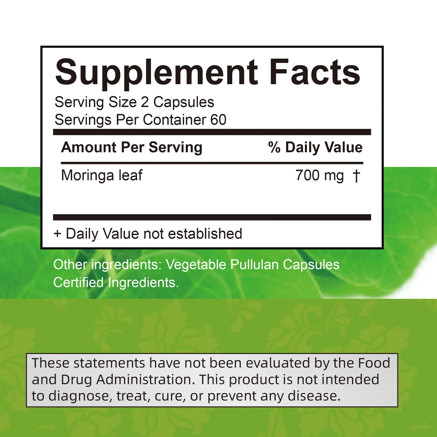 Moringa Supplement 700mg - Boosts Energy Levels, Immune Support, Antioxidant, Supports Digestion, Gut Health - 120 Capsules