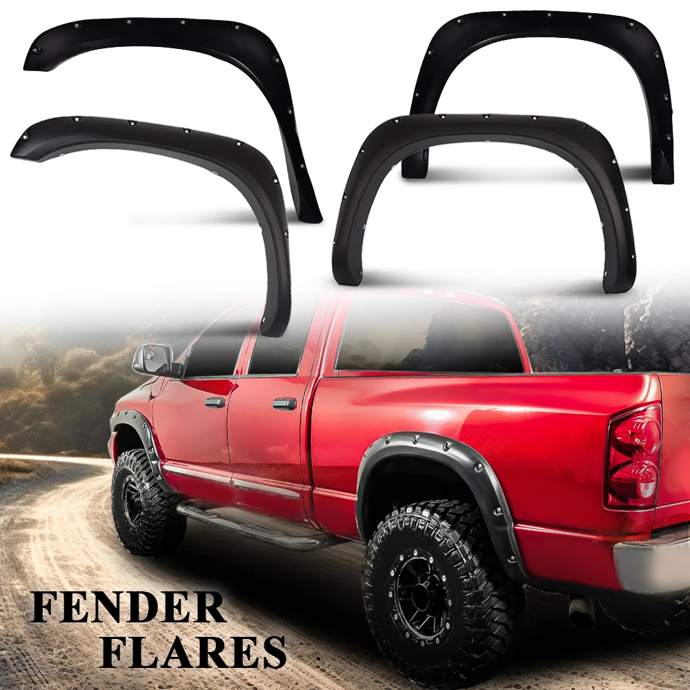 

Fender Flares Compatible with 2002-2008 Dodge Ram 1500; 2003-2009 2500 3500 (Not Fit 06-09 8ft Bed Models) Textured Black Paintable