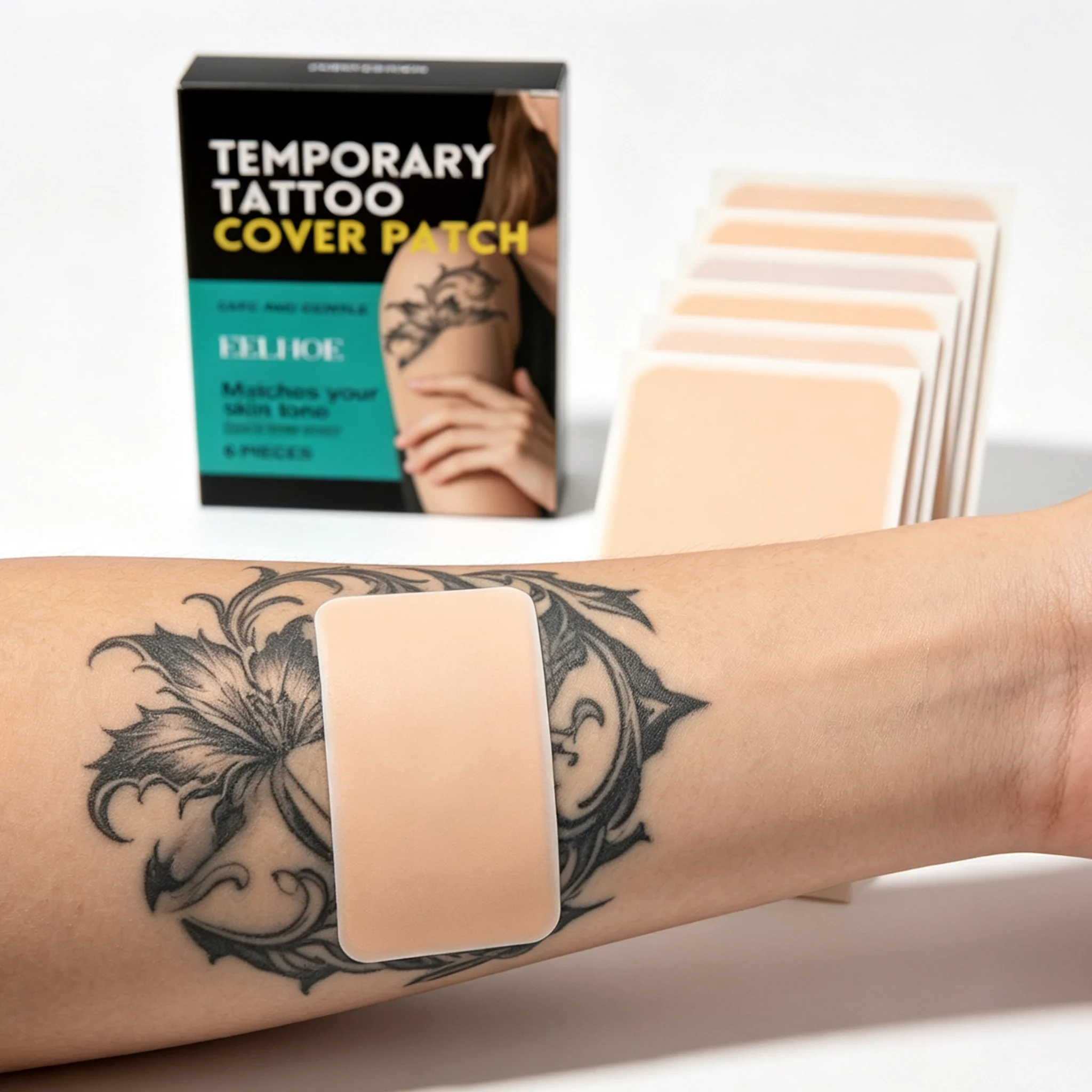 EELHOE Tattoo Cover Patch Invisible Concealing Breathable Natural Sweatproof Waterproof Tattoo Patch Tattoo Cover Sticker 6pcs