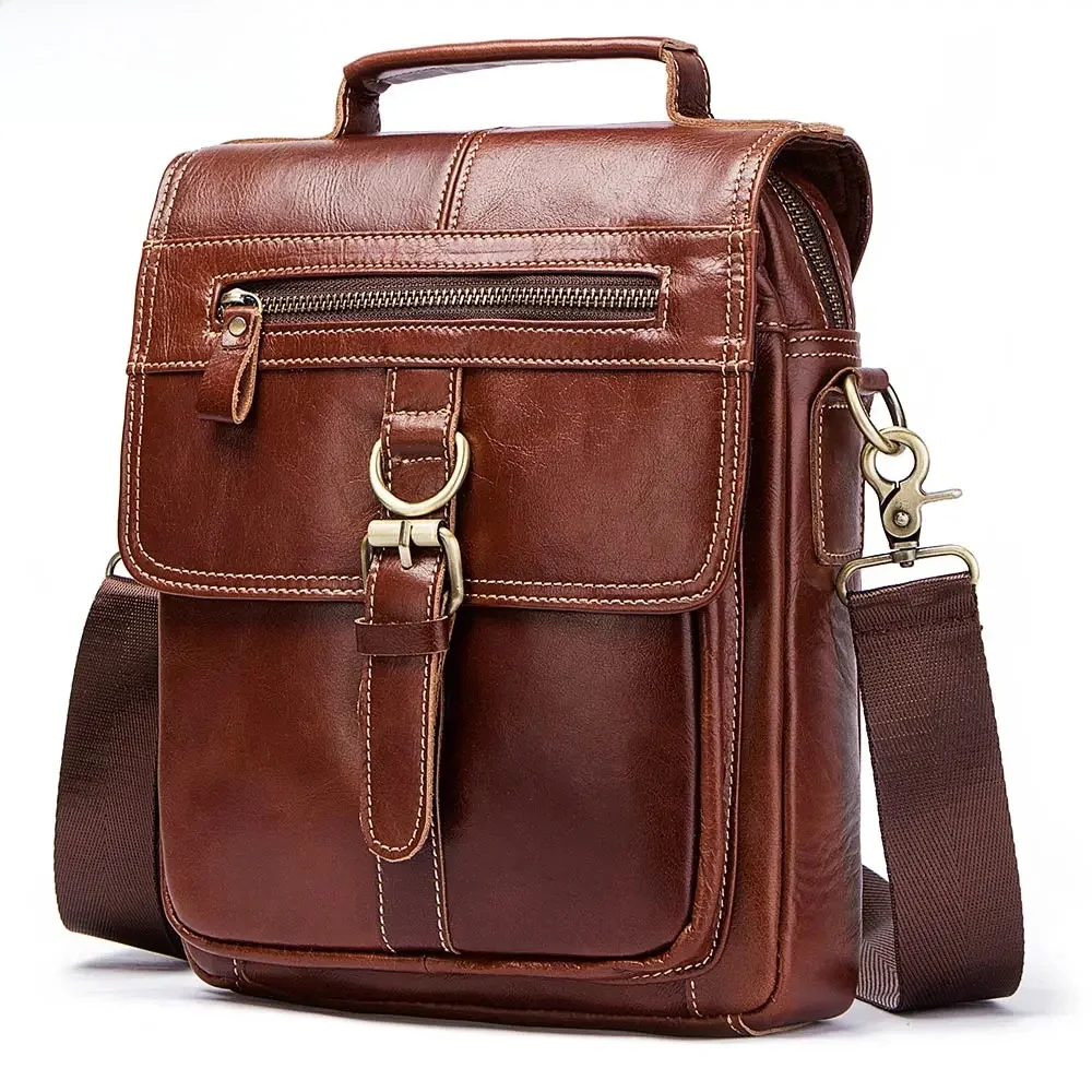KAVIS nowa oryginalna skórzana męska torba na ramię typu crossbody wielofunkcyjne torebki męskie o dużej pojemności torba ze skóry bydlęcej dla mężczyzny podróż — zdjęcie 2