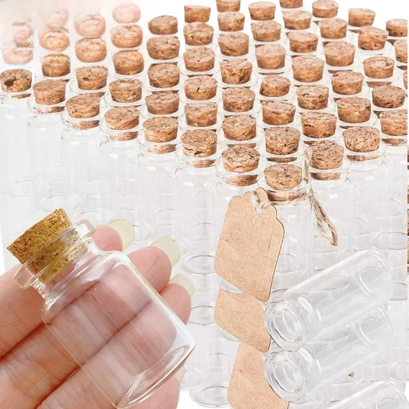 5/100 pièces petites bouteilles en verre avec bouchons en liège bricolage décoration Mini flacons en verre Message en liège flacon en verre souhaitant bouteilles