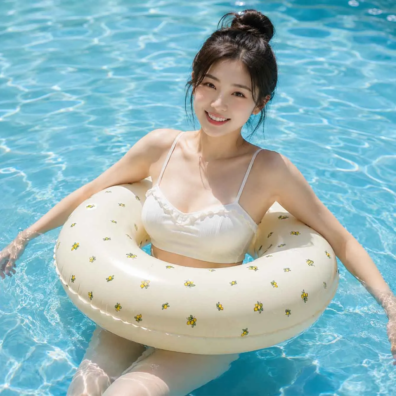 

1PC Pool Tubes with Fun Prints Inflatable Floats Swimming Toys Classic Striped Inner Tubes for Pool for Summer Beach Party