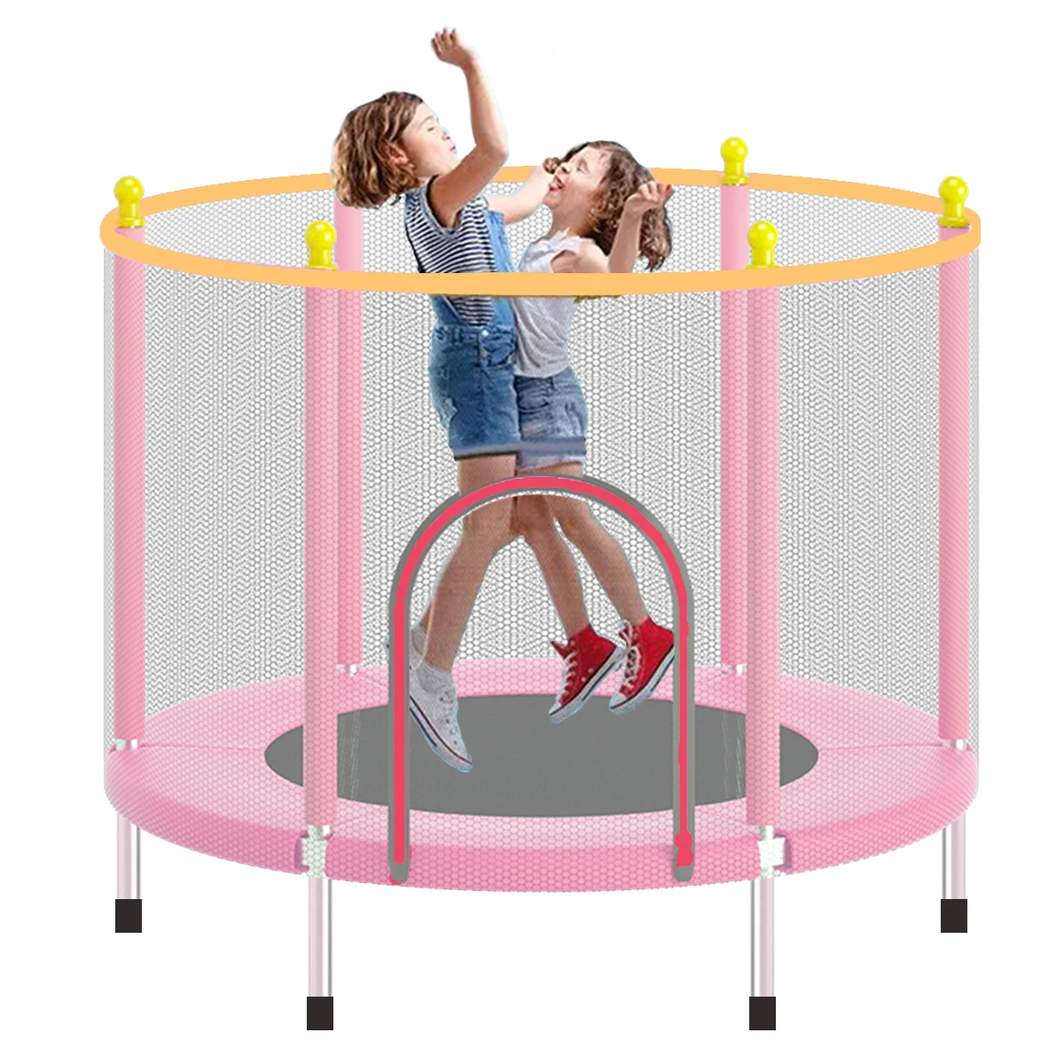 Kindertrampolin, 1,5 m Durchmesser, mit Sicherheitsnetz, mit Basketballkorb, Sicherheitsgehäuse, hochwertiges Übungstrampolin für Kinder