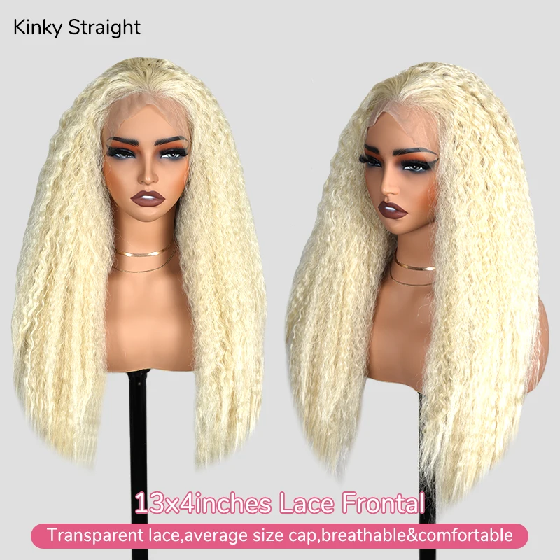 Fiber Lace Frontal Wigs 22 inch Free Part Yaki Straight Lace Front Wigs 613 Blonde Wigs For Black Women Cosplay Wigs