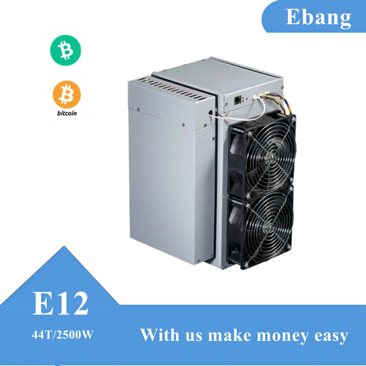 

Used Ebang Ebit E12 44TH ASIC Miner Bitcoin Cryptocurrency Miner With Power Supply