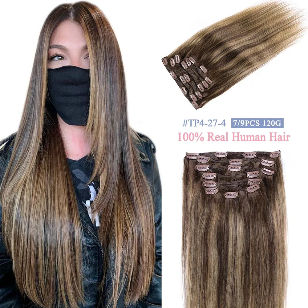 

Double Weft Clip In Hair Extension Human Hair Seamless Clip In Straight Natural Remy Human Hair Clip In Ombre Hair Extensions