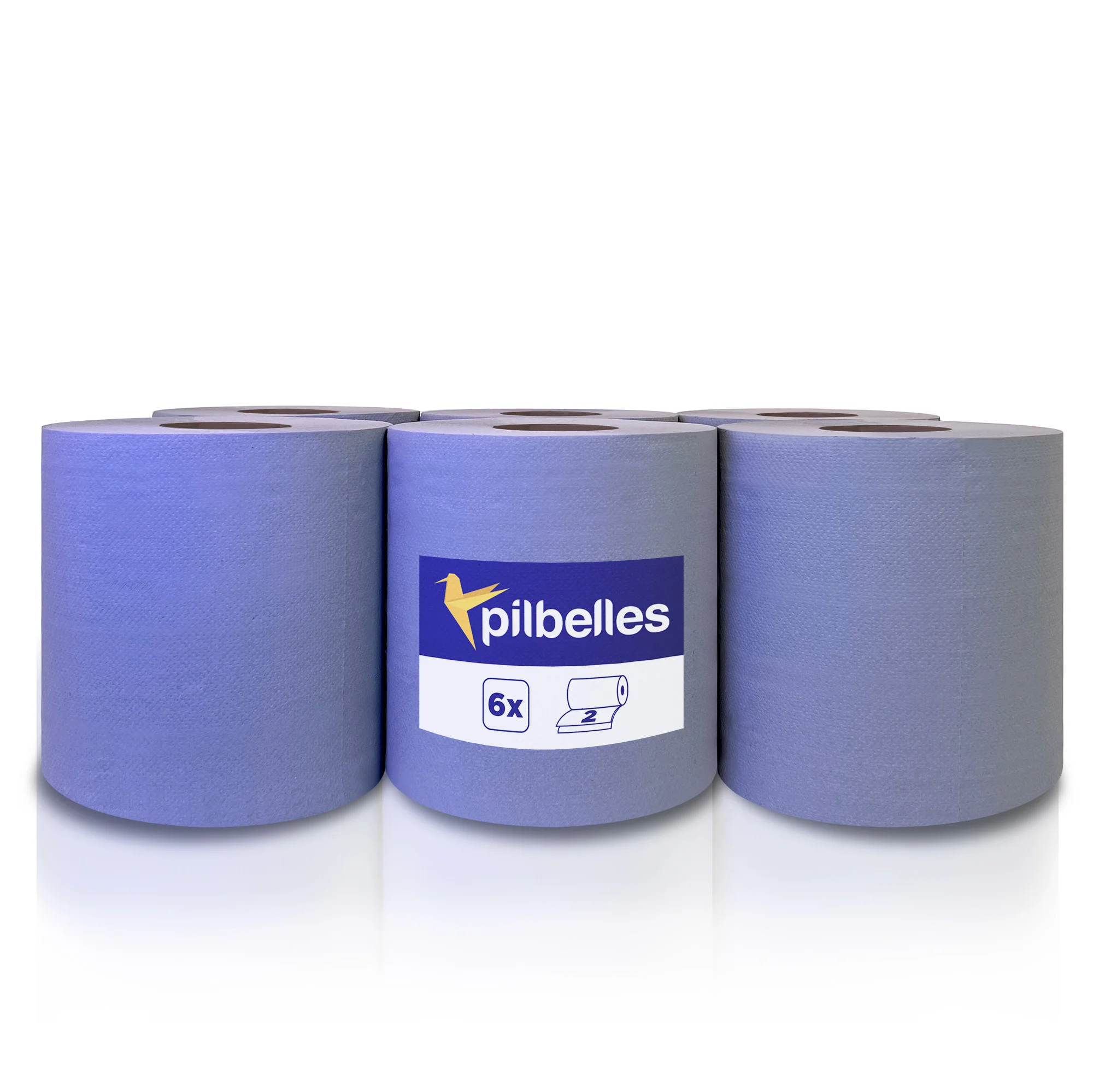 Rollo Papel Secamanos Industrial Packs 100 m/rollo Azul| Uso Profesional, Alta Resistencia y Gran Absorción | Papel Mecha Secamanos, Rollo Papel Cheminé
