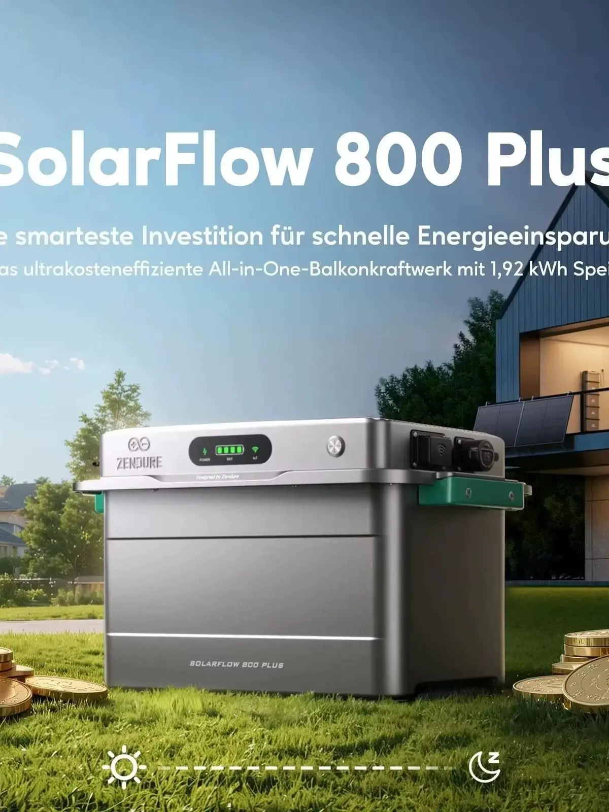 Zendure SolarFlow 800 Plus All-in-One Speicherlösung Balkonkraftwerk 1920Wh 0% VAT.